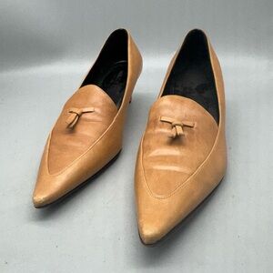 Gucci Women's Brown Leather Pointed Loafers Heeled Made In Italy Size 9 B